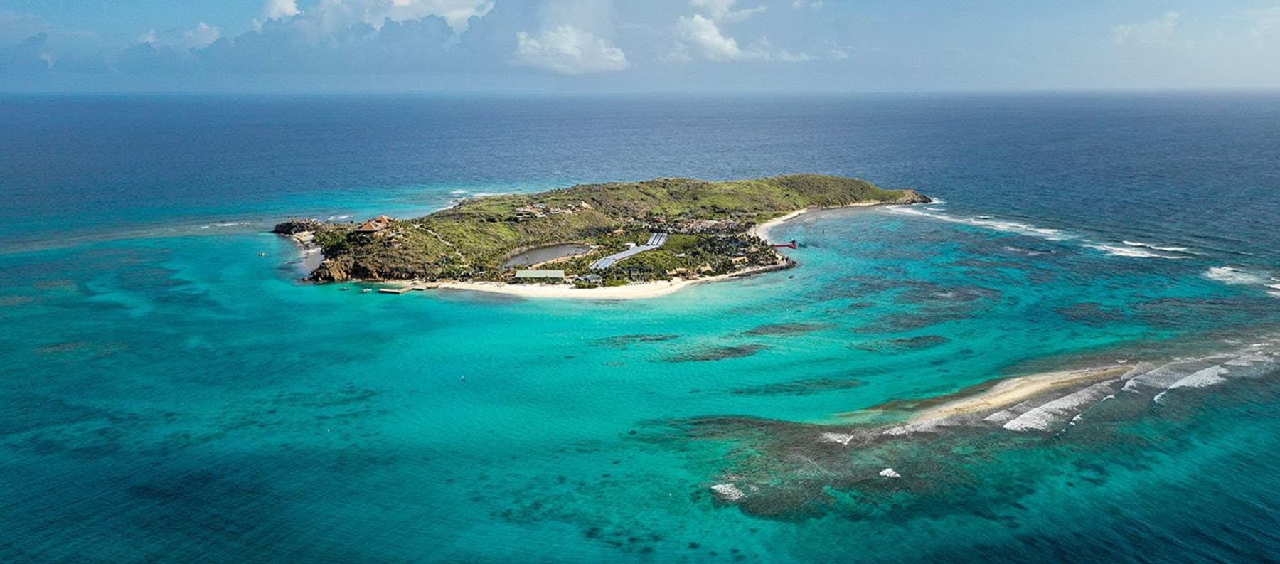 Drone shot of Necker Island