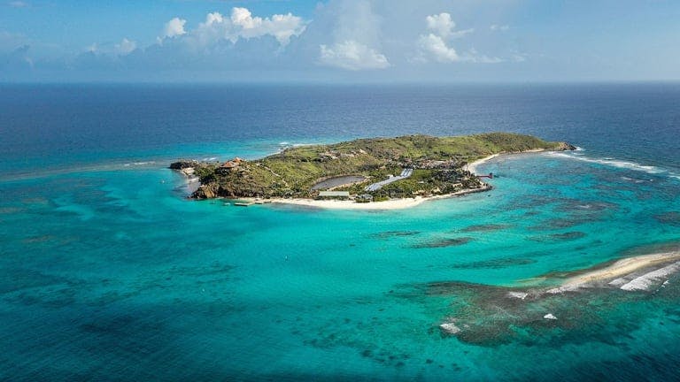 Drone shot of Necker Island