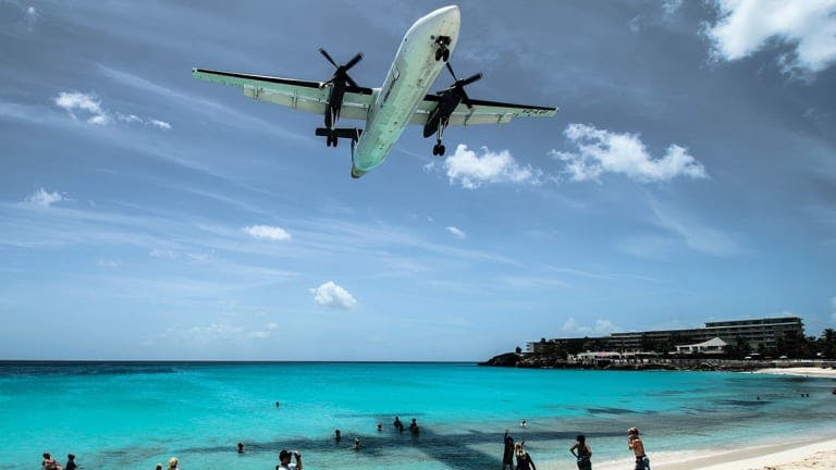 The beautiful Airport beach of St. Maarten